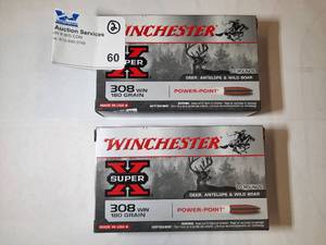 lot 60 image: (2) Winchester Super - X 308 Win 180 Grain Ammo- 20 rounds