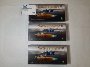 lot 81 image: (3) Sellier & Bellot Exergy Blue 308 WIN 165gr HP Rifle Ammo - 20 Rounds