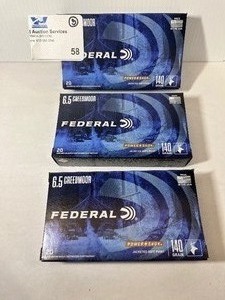 lot 58 image: (3) Federal Power-Shok Rifle Ammo 6.5 Creedmoor