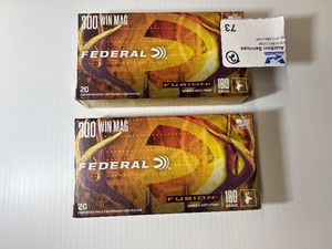 lot 73 image: (2) FEDERAL Fusion Rifle 300 Win Magnum 180 Grain - 20 rounds
