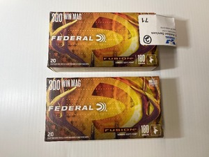 lot 71 image: (2) FEDERAL Fusion Rifle Cartridges 300 Win Short Mag, Bonded Soft Point  180 Grain - 20 rounds