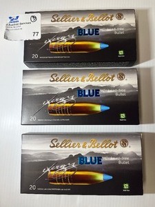 lot 77 image: (3) Sellier & Bellot Exergy Blue 30-06 Spring TXRG 180 grs 11,7g No. 2972,  20 rounds