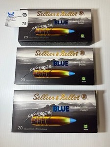lot 75 image: (3) Sellier & Bellot Exergy Blue 308 WIN 180 gr HP Rifle Ammo - 20 RDS