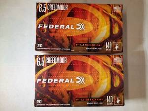 lot 221 image: (2) FEDERAL Fusion 6.5 Creedmoor 140 Grain Ammo Bonded Soft Point