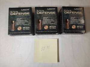 lot 92 image: (3) Liberty Ammunition Civil Defense 380 Auto 50gr - 20 rounds