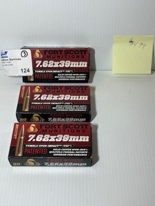 lot 124 image: (3)&nbspFort Scott Munitions 7.62x39mm Tumble Upon Impact (TUI)