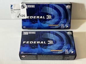 lot 126 image: (2) Federal Power-Shok Rifle 7mm Rem Magnum 175 Grain - 20 rounds