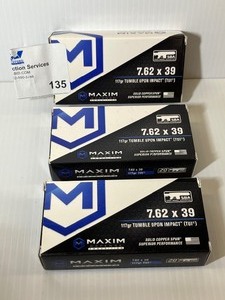lot 135 image: (3)&nbspMaxim 7.62x39mm Tumble Upon Impact (TUI) - 117gr AMMO