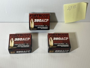 lot 202 image: (3) Fort Scott Munitions 380ACP 95GR Tumble Upon Impact (TUI), 20 Rounds
