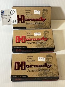 lot 151 image: (3) Hornady 8152 Custom 6.5 Grendel 123 gr SST 20 Round