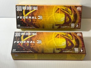 lot 247 image: (2) FEDERAL Fusion Rifle Cartridges 300 Win Short Mag, Bonded Soft Point  180 Grain - 20 rounds
