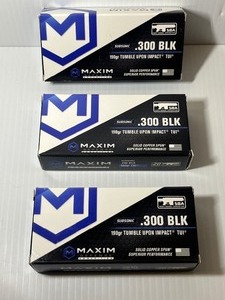 lot 270 image: (3) Maxim Defense Ammunition Subsonic Tumble Upon Impact (TUI) - .300 BLK 190gr