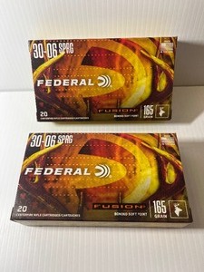 lot 396 image: (2) Federal Fusion Rifle Ammo 30-06 SPRG 165 Grain  F3006FS2