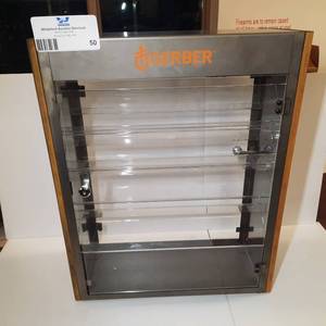 lot 50 image: Gerber Wood And Steel Counter-Top Knife Display Case