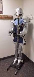lot 815 image: Free Standing Armored Knight with leather belt and holster