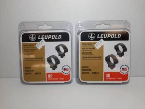 lot 861 image: (2) Leupold QR Quick Release Rings, 30mm Medium Matte Black, PN 49931