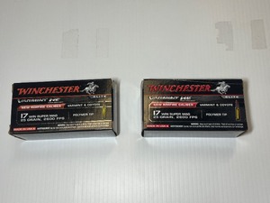 lot 852 image: (2) Winchester Varmint HE New Rimfire Caliber Ammo 17 WIN SUPER MAG 25 GR, 2600 FPS. 50 RDS