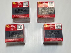 lot 931 image: (4) Top Target Rio 410 2.5 ga Shooting Cartridges, 7.5 shot trap, 1200 FPS, 25 RDS
