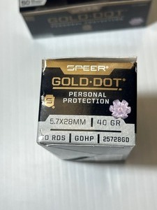 lot 937 image: (2) SPEER AMMUNITION 5.7x28mm 40 gr Gold Dot Hollow Point Personal Protection 50Box
