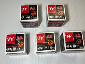lot 943 image: (5) Winchester AA Target Loads. 410 Bore, 2.5 inch, 1300 Velocity, 8 Shot