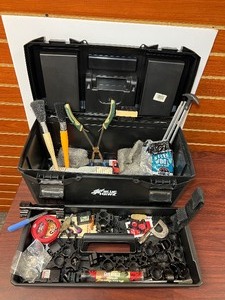 lot 827 image: Blue Hawk Tool Box with rifle accessories