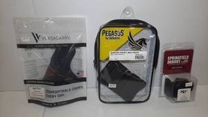 lot 1101 image: (3) Firearm Accessories IWB Holster, Quantico Double Mag Pouch, .45 ACP Mag Loader