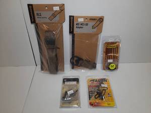 lot 1104 image: (5) Firearm Accessories Magpul sling and Adapter, Blackhawk Thumb Rest, Talon Swivel, Ergo Mount