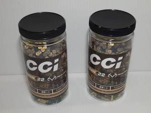 lot 1105 image: (2) CCi RealTree Clean-22 LR Bullets, 40 Grain, 1235 FPS, 400 cartridges per container.