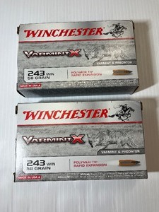 lot 1206 image: (2) Winchester Varmint X and Predator Ammo 243 WIN