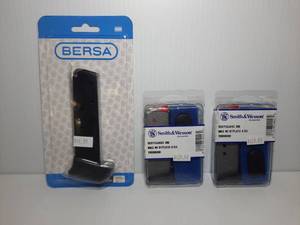 lot 1173 image: (3) Firearm Magazines  (1) Bersa Cargador  (2) Smith & Wesson BodyGuard 380 Mag