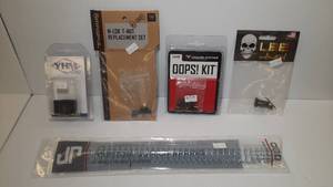 lot 1357 image: (5) Firearm Accessories YHM Low Profile Gas Block Clamp Magpul M-Lok T-nut Doublestar Oops Kit JP Enterprise Buffer,