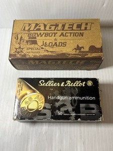lot 1430 image: (2) Special Ammo boxes Magtech Cowboy Action Loads, 50 Cartridges, 45 Colt 250 gr Sellier & Bellot JHP 45 Auto, 50 RD