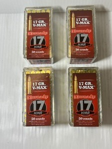 lot 1444 image: (4) Hornady Ammo, 17 HMR 17gr V-Max, 50 RDs 83170.