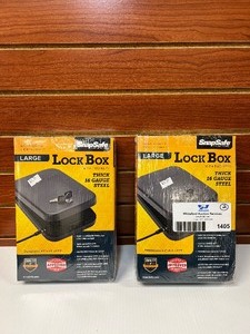 lot 1405 image: (2) SnapSafe Lock Box with two keys, Thick 16 ga Steel,  Dimensions 9.5 x 6.5 x 1.75.