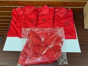 lot 1435 image: (4) Clique Red Shirts embroidered with Glock Range.