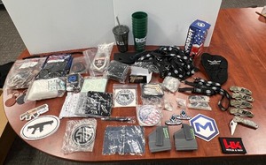 lot 1463 image: Large lot of Tchotchkes Maxam Pocket knives DeSantis Key Chains FNH lanyards, and many more
