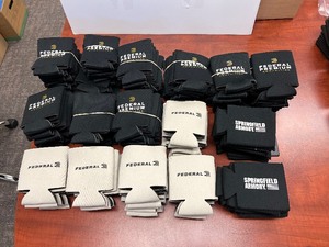 lot 1437 image: Promotional Drink Cozies 24 Springfield Armory, Black 31 Federal, White 88 Federal, Black