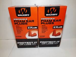 lot 1507 image: (2) Boxes Walkers Disposable Foam Ear Plugs in 2-plug packs.
