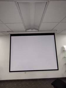 lot 1591 image: 100 Mustang Electronic Projection Screen with Remote.