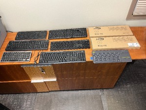 lot 1662 image: Keyboards (2) AST KIN-16 (In box) (4) Logitech (1) Griffen (1) Victsing (1) No name