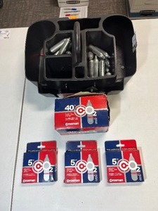 lot 1666 image: Rubbermaid Organizer wCO2 Cartridges(1) Crosman 40 CO2 Cartridges (3) Crosman 5 CO2 Cartridges