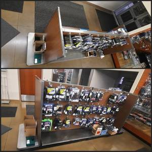 lot 1724 image: Pegboard Gondola Store Shelving Island (on wheels)