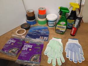 lot 1736 image: Sponge Tape Wide Gap Vinyl Duct Tape Masking Tape Carpet Adhesive Glass Cleaner Turtle Wax