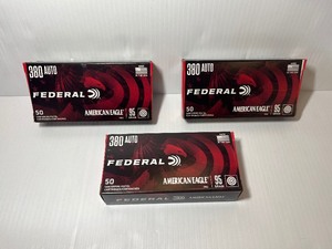 lot 1027 image: (3) Federal American Eagle Cartridges 380 AUTO, 95 Grain FMJ