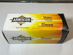 lot 1228 image: Armscor Ammo,  Precision Rimfire Cartridges 22 Magnum, 40 GR JHP, 10 boxes of 50 RDs each