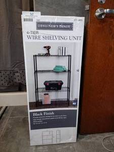 lot 1821 image: Designers Image, 4-tier Wire Shelving Unit, Black Finish