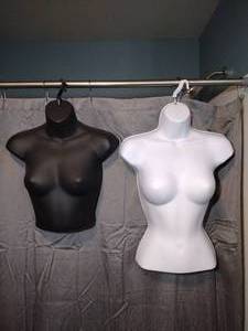 lot 1822 image: (2) D.W.C.  Upper Torso Mannequins, White is 23 H, Black is 17.5 H.