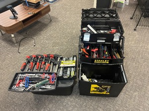 lot 1804 image: Stanley Fatmax with tools pictured. Measures 21 23 x 16 13 x 28 56