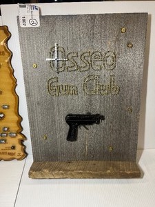 lot 1807 image: Wall Plaque Wanted Reloaders Gun Club Advertising Sign, free standing