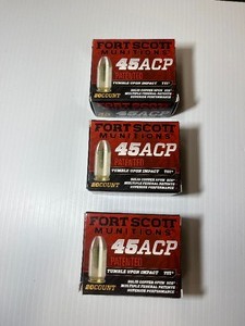 lot 1828 image: (3) Fort Scott Munitions 45ACP, Tumble Upon Impact (TUI), 20 Rounds per Box
